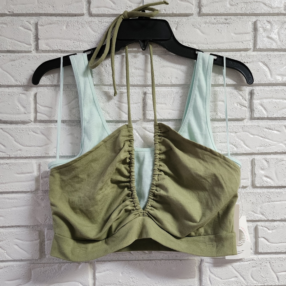Anthropologie Daily Practice Two-Tone Yoga Crop Top NWT